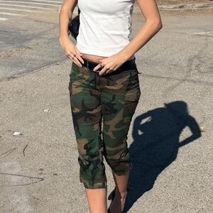 Green Camo Ultility Capri Pants